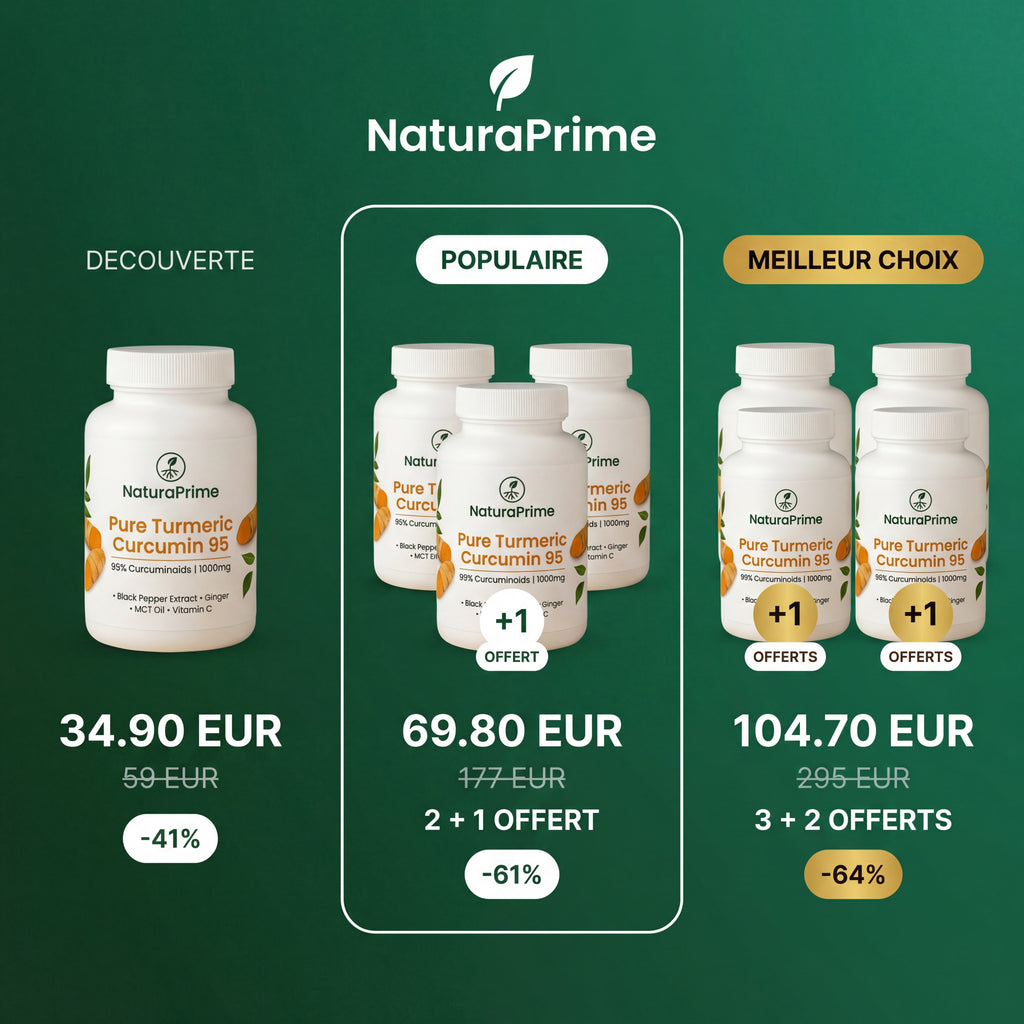 NaturaPrime Curcuma 95% + BioPerine® — Confort Articulaire ⎜90 gélules